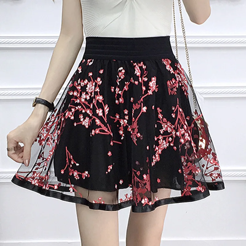 Fashion Lady's Sexy Mesh A-line Skirt, All-match Printed Embroidery Pleated Short Bubble Skirt, Daily Life 2021 Summer
Fashion Lady's Sexy Mesh A-line Skirt, All-match Printed Embroidery Pleated Short Bubble Skirt, Daily Life 2021 Summer