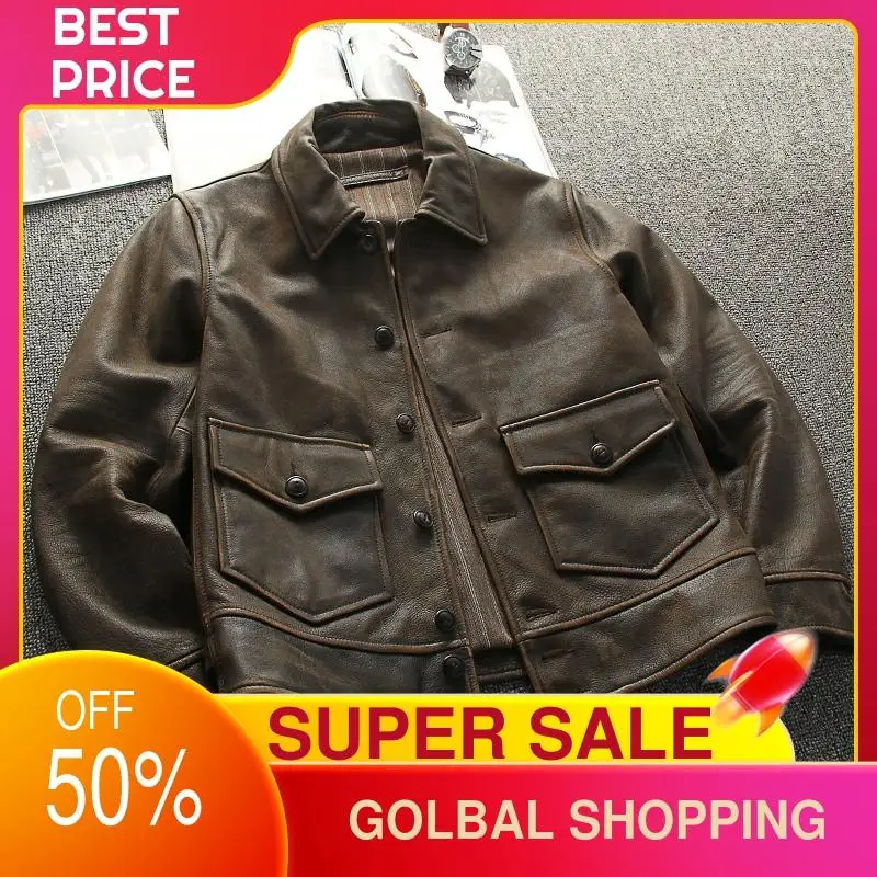 2021 Vintage Brown American Motorcycle Style Genuine Leather Jacket Men Plus Size 4XL Real Natural Cowhide Autumn Biker Coat
2021 Vintage Brown American Motorcycle Style Genuine Leather Jacket Men Plus Size 4XL Real Natural Cowhide Autumn Biker Coat