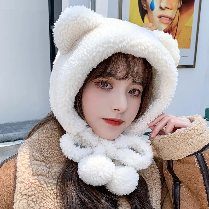 Autumn Winter Lambswool Cute Bear Ears Beanie Hat Women Plush Warm Bomber Hats Female Korean Outdoor Windproof Ski Hats
Autumn Winter Lambswool Cute Bear Ears Beanie Hat Women Plush Warm Bomber Hats Female Korean Outdoor Windproof Ski Hats
