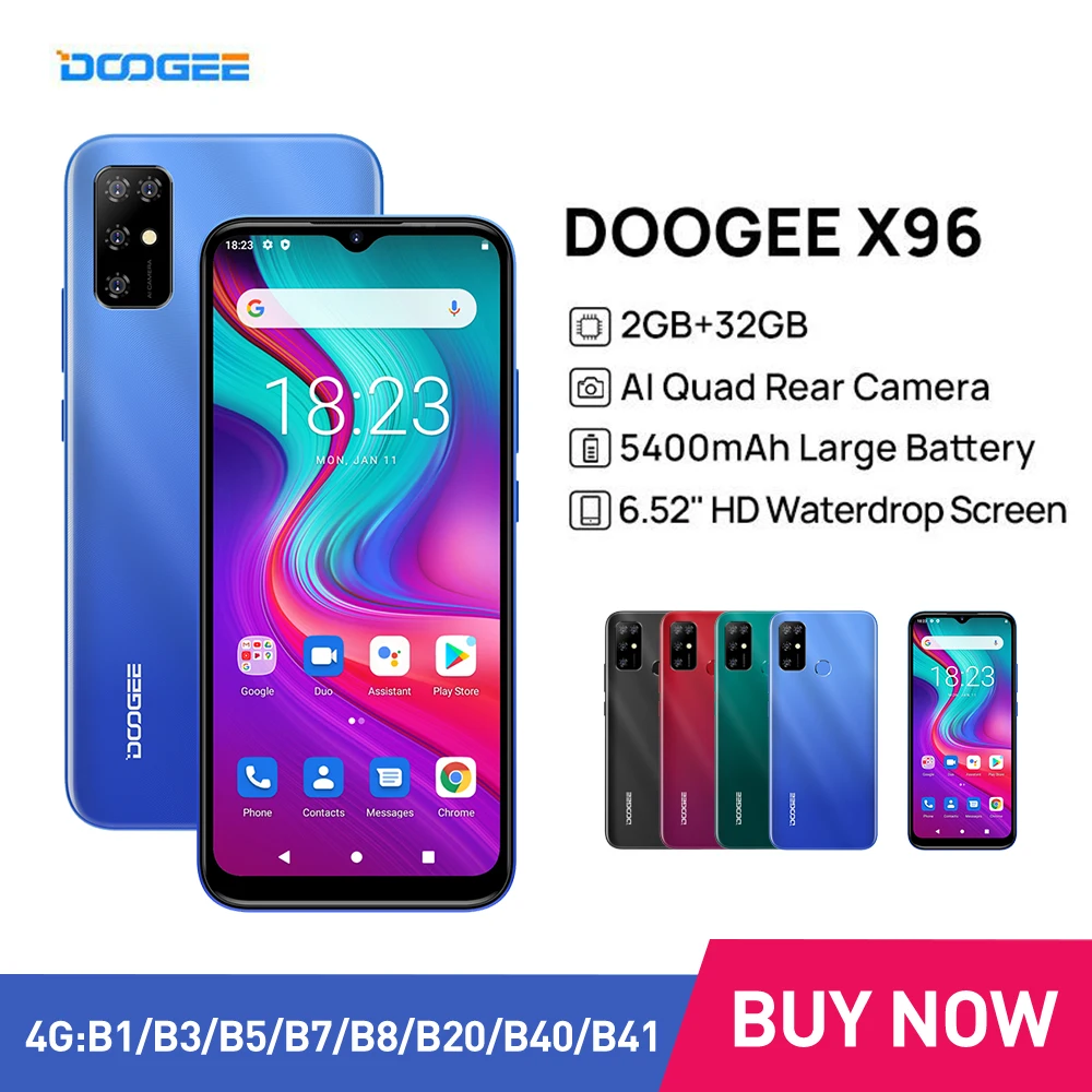 

DOOGEE X96 Cellphones Octa Core 13MP Quad Camera Smartphones 2GB RAM 32GB ROM Celular Mobile Phone Android 11 5400mAh