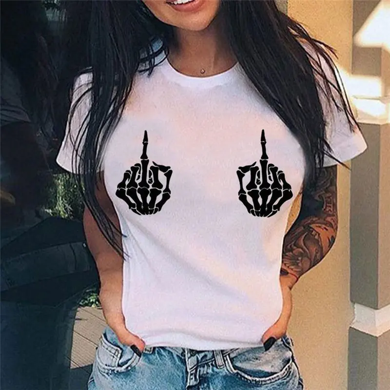 YQ23 Middle Finger Print T Shirt Women Vogue Short Sleeve Ladies Graphic Summer Female T-shirt
YQ23 Middle Finger Print T Shirt Women Vogue Short Sleeve Ladies Graphic Summer Female T-shirt