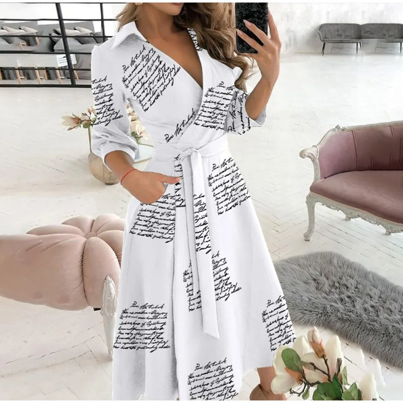 Office Lady Elegant Autumn Long Sleeve Long Dress Women Casual V-neck Party Dress Letter Print Pocket Dressse Vestidos De Fiesta
Office Lady Elegant Autumn Long Sleeve Long Dress Women Casual V-neck Party Dress Letter Print Pocket Dressse Vestidos De Fiesta