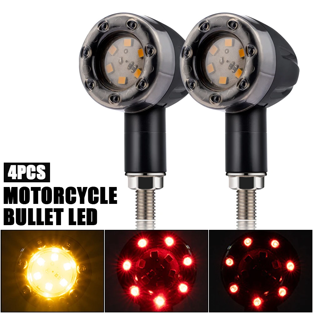 4Pcs Retro Bullet Motorcycle LED Turn Signal Light Brake Indicator Tail Lights Running Lamp Universal For Yamaha BMW Honda
4Pcs Retro Bullet Motorcycle LED Turn Signal Light Brake Indicator Tail Lights Running Lamp Universal For Yamaha BMW Honda