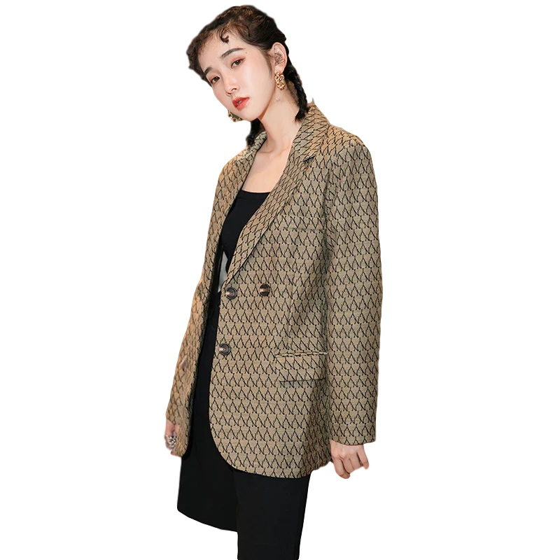 2020 autumn street wear notched collar single-breasted Vintage pattern Women's New loose fashionable suit coat V293
2020 autumn street wear notched collar single-breasted Vintage pattern Women's New loose fashionable suit coat V293