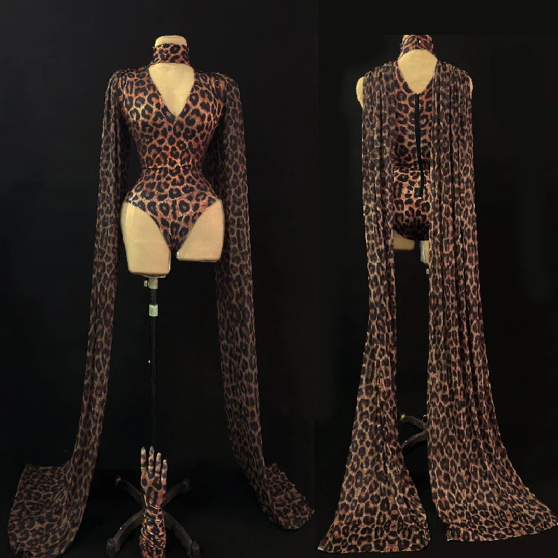 Fashion Leopard Pattern Hollow Bodysuit Gloves Shawl Printed Birthday CLUB Outfit GOGO Women Singer Dancer Performance Costume
Fashion Leopard Pattern Hollow Bodysuit Gloves Shawl Printed Birthday CLUB Outfit GOGO Women Singer Dancer Performance Costume
