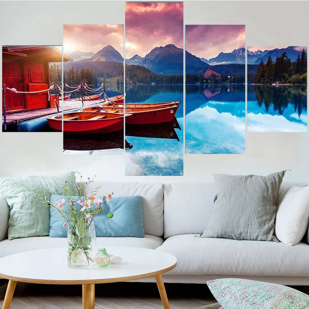 5 Pieces Wall Art Canvas Painting Mountain Lake Landscape Poster Modern Home Living Room Bedroom Decoration Modular Pictures
5 Pieces Wall Art Canvas Painting Mountain Lake Landscape Poster Modern Home Living Room Bedroom Decoration Modular Pictures