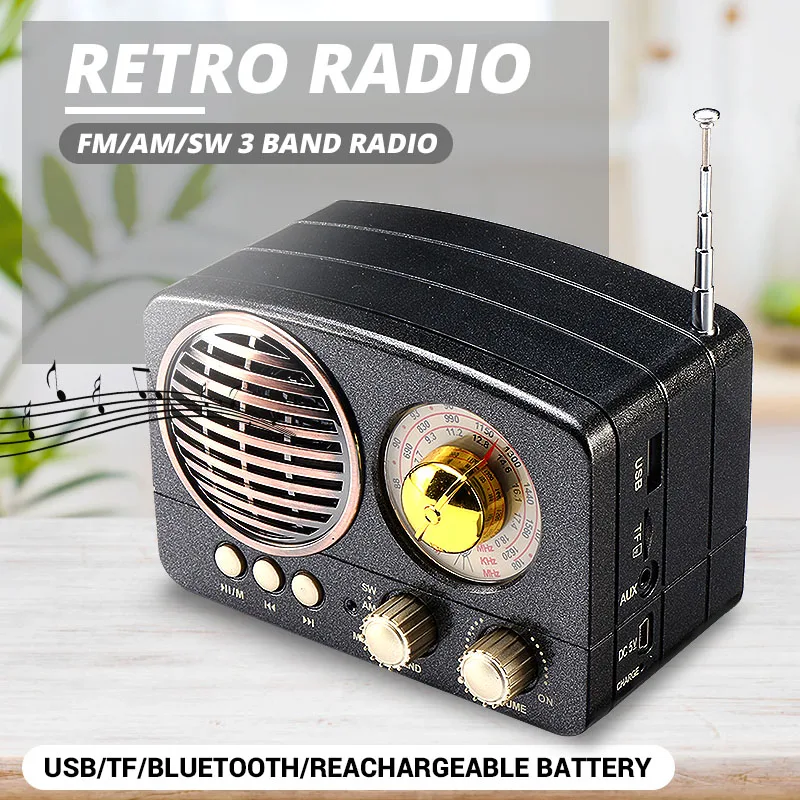 Портативный мини-радиоприемник в стиле ретро Карманный приемник AM FM SW bluetooth