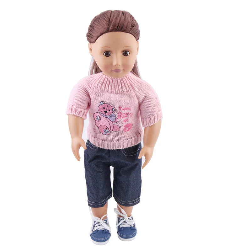 18 Inch American Doll Girls Pink Bear Sweater Set + Black Pants Newborn Baby Toys Accessories Fit 40-43 Cm Boy Dolls Gift c203
18 Inch American Doll Girls Pink Bear Sweater Set + Black Pants Newborn Baby Toys Accessories Fit 40-43 Cm Boy Dolls Gift c203