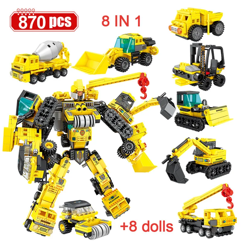 City 8 in 1 Transformation Robot Engineering Car Building Blocks Excavator Truck Vehicle Figures Bricks Toys For Boys
City 8 in 1 Transformation Robot Engineering Car Building Blocks Excavator Truck Vehicle Figures Bricks Toys For Boys