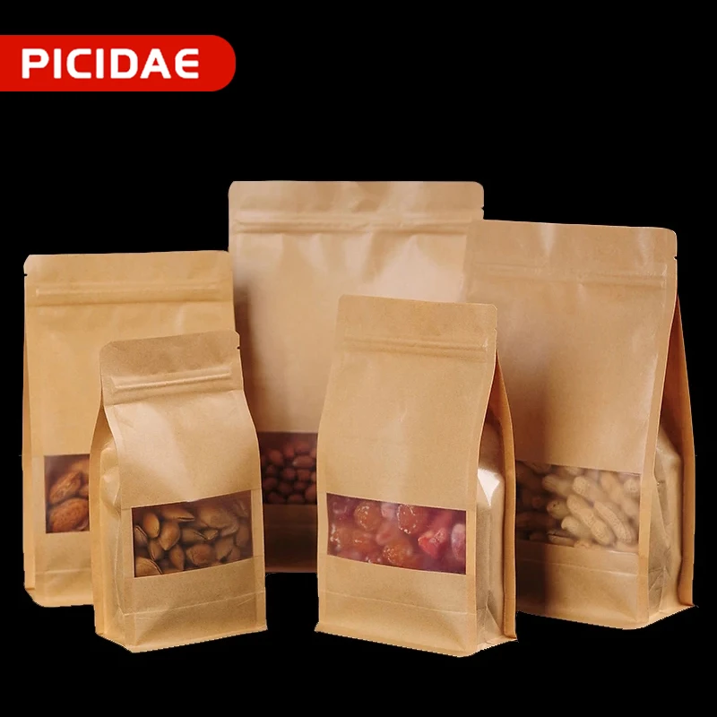 Kraft Paper Eight Side Seal Storage Bags Frosted Window Ziplock Bag Dried Fruit Snack Food Chocolate Coffee Vertical Pouch 50pcs
Kraft Paper Eight Side Seal Storage Bags Frosted Window Ziplock Bag Dried Fruit Snack Food Chocolate Coffee Vertical Pouch 50pcs
