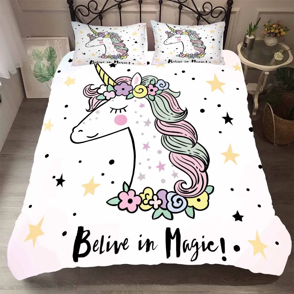 Home Textile Unicorn Magic Star Comforter Sets Girls Kids Skin-friendly Bedding Set Double King Bed Duvet Cover Winter Bedspread
Home Textile Unicorn Magic Star Comforter Sets Girls Kids Skin-friendly Bedding Set Double King Bed Duvet Cover Winter Bedspread