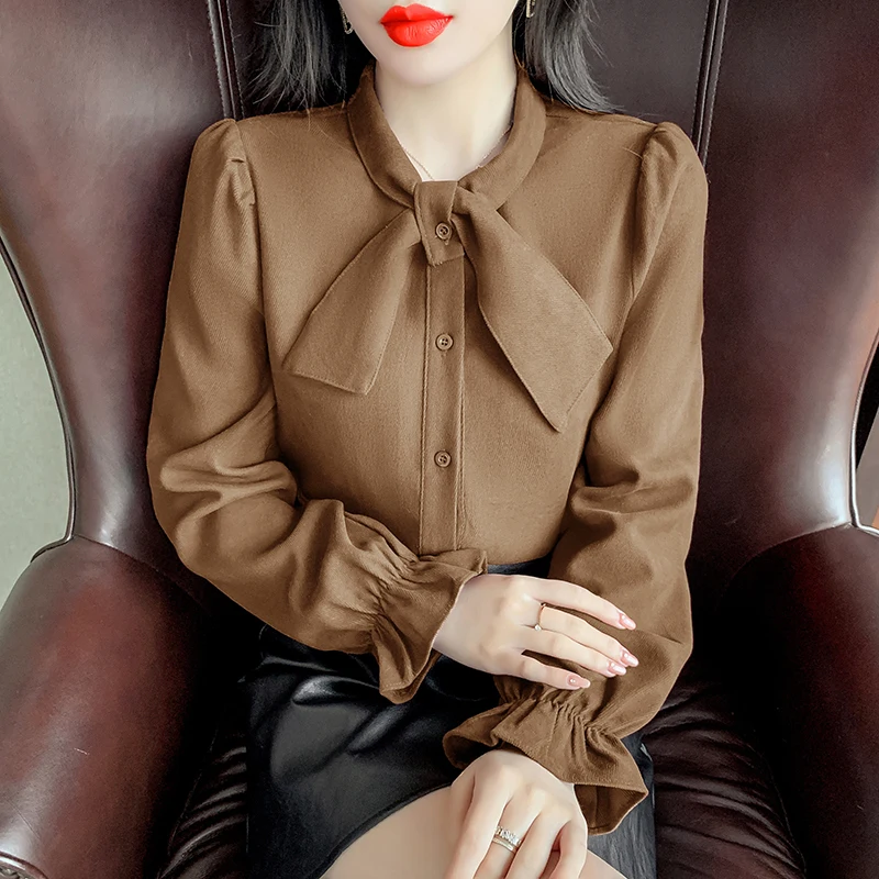 Blended Women's Blouse Solid Bow Girl Shirt Spring Autumn Casual Fashion Long Sleeve Top Clothing Lady Blusas Houthion
Blended Women's Blouse Solid Bow Girl Shirt Spring Autumn Casual Fashion Long Sleeve Top Clothing Lady Blusas Houthion