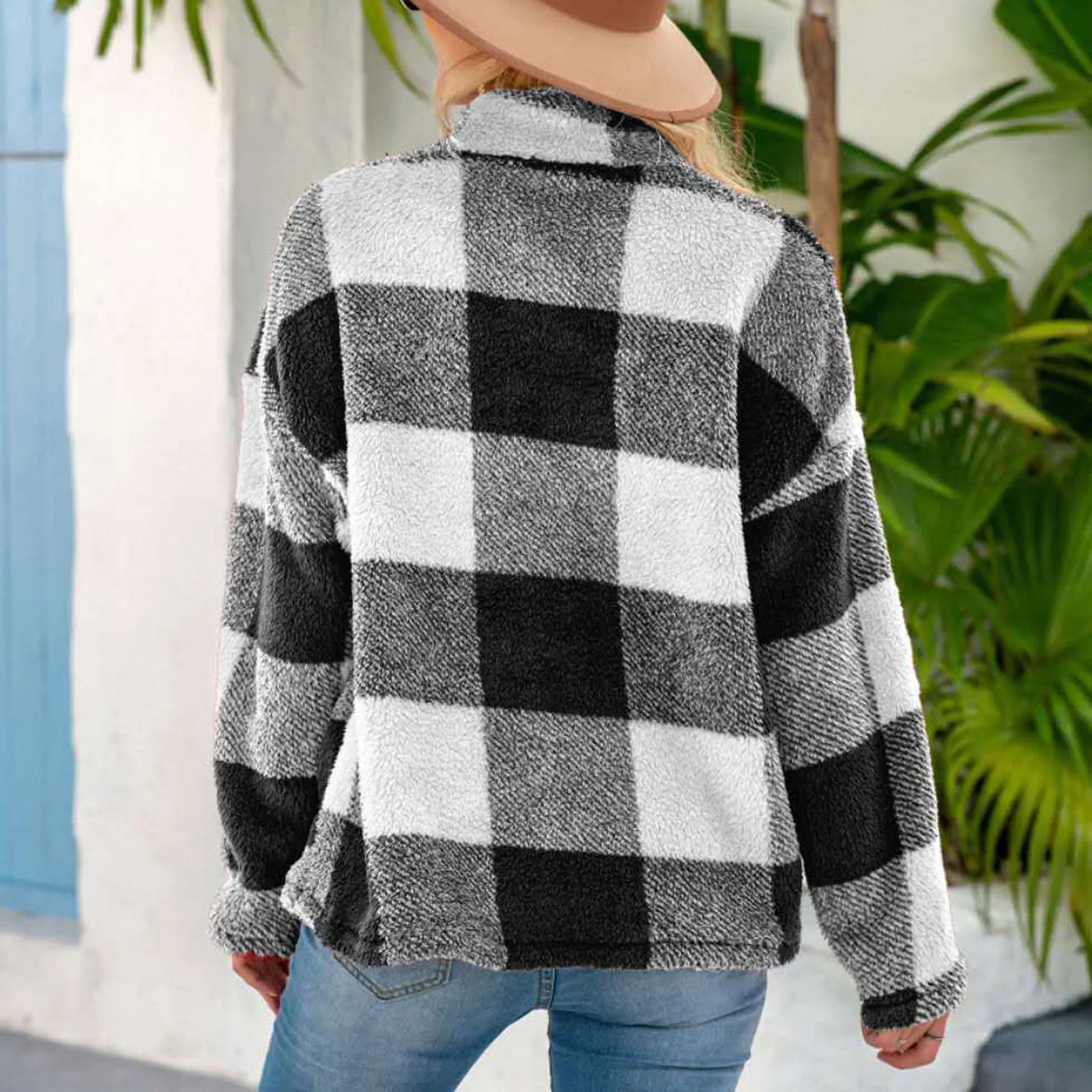 Fashion Women Plaid Print Zipper Turtle Neck Sweatshirts Casual Pullover Tops Winter Warm Thick Plush Sweatshirt Female Sudadera
Fashion Women Plaid Print Zipper Turtle Neck Sweatshirts Casual Pullover Tops Winter Warm Thick Plush Sweatshirt Female Sudadera