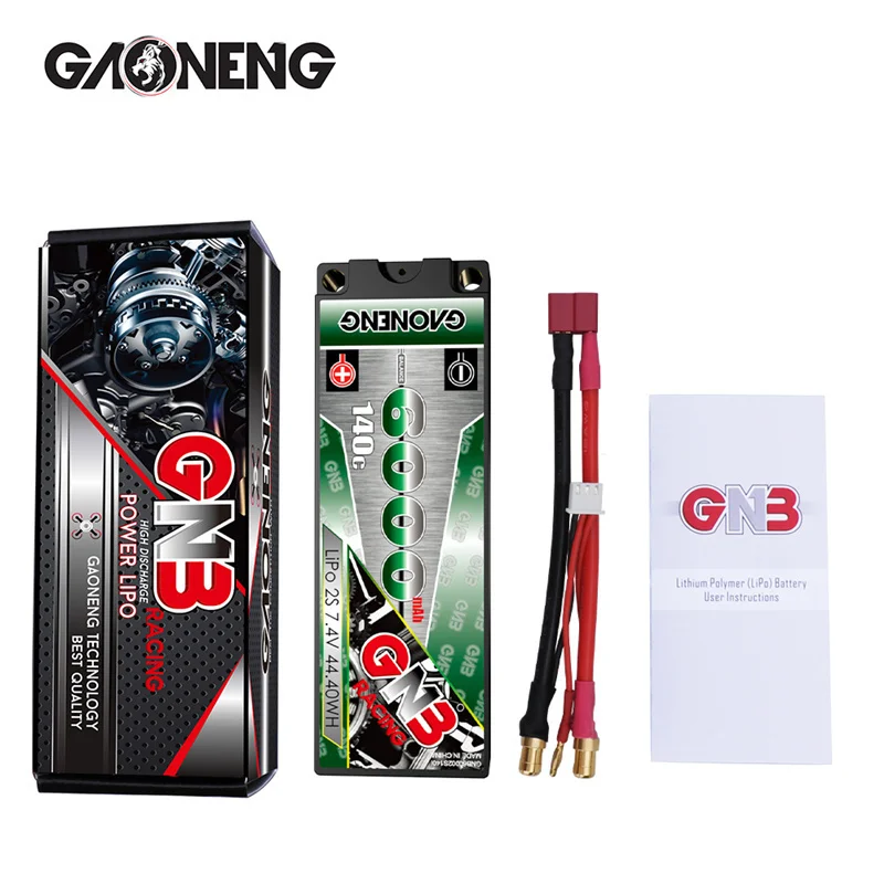 1-3pcs Gaoneng GNB 7.4V 6000mAh 2S 140C lipo battery 6mm Built-in Bullet Hard Case T XT60 Plug for 1:10 RC Car Model Spare Parts
1-3pcs Gaoneng GNB 7.4V 6000mAh 2S 140C lipo battery 6mm Built-in Bullet Hard Case T XT60 Plug for 1:10 RC Car Model Spare Parts