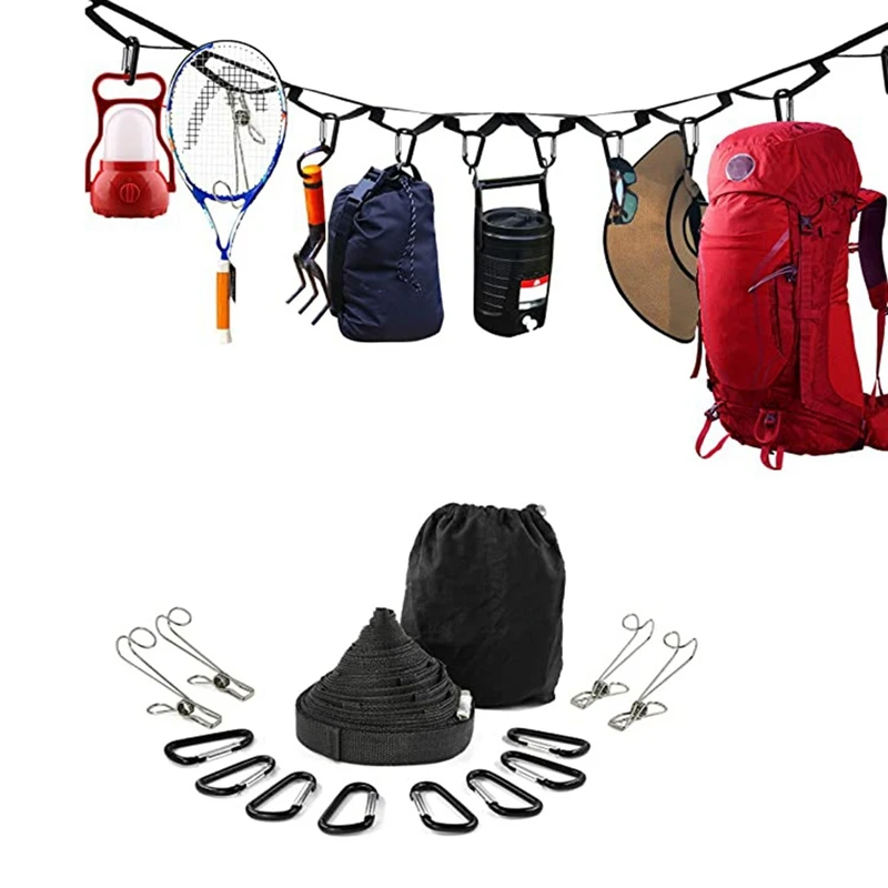 Camping Clothesline Campsite Storage Strap Loop With 19 Carabiner Hooks For Hanging Outdoor Camping Accessories New
Camping Clothesline Campsite Storage Strap Loop With 19 Carabiner Hooks For Hanging Outdoor Camping Accessories New