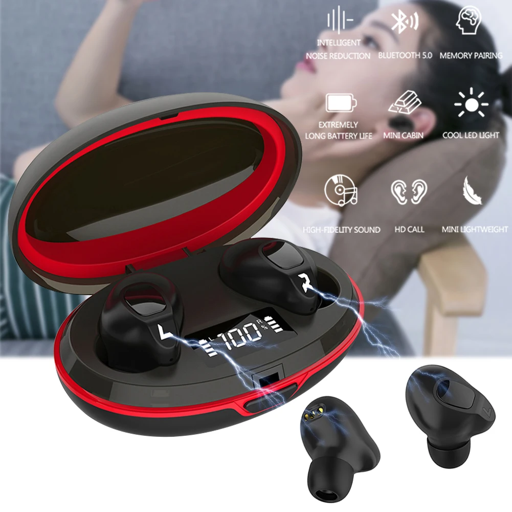 Bluetooth 5 0 наушники беспроводные TWS с дисплеем объемный звук эффект зарядным