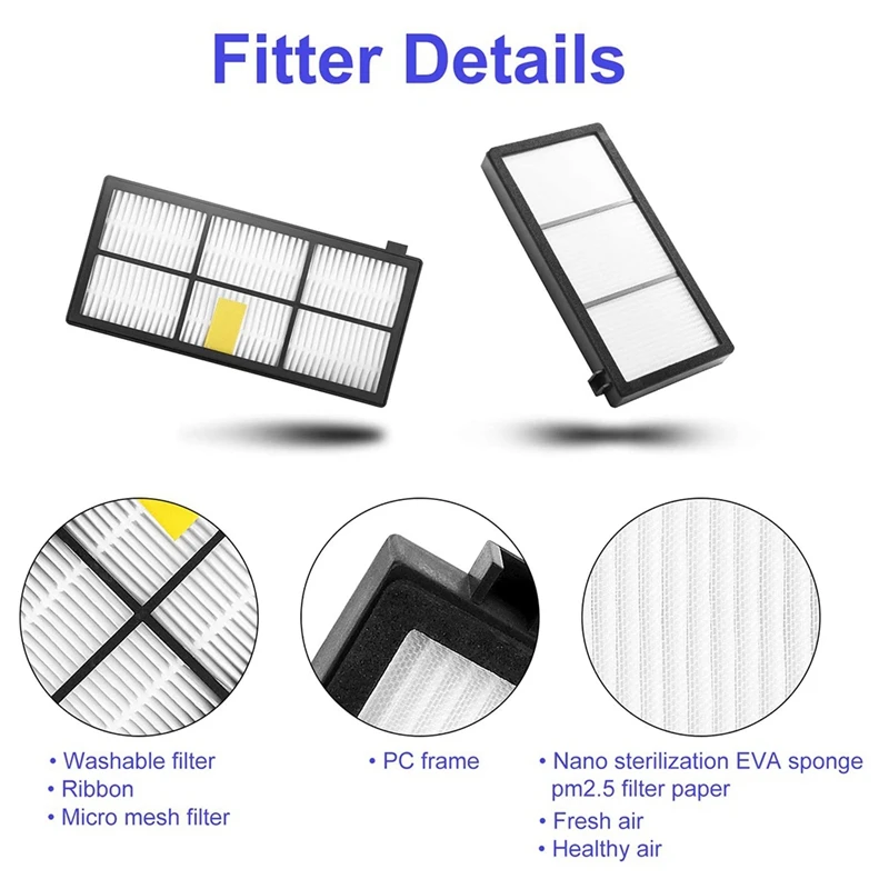 HEPA Filters & Brushes Kit for IRobot Roomba 800 900 Series 860 870 880 890 960 Robot Vacuum Cleaner Parts Accessories
HEPA Filters & Brushes Kit for IRobot Roomba 800 900 Series 860 870 880 890 960 Robot Vacuum Cleaner Parts Accessories