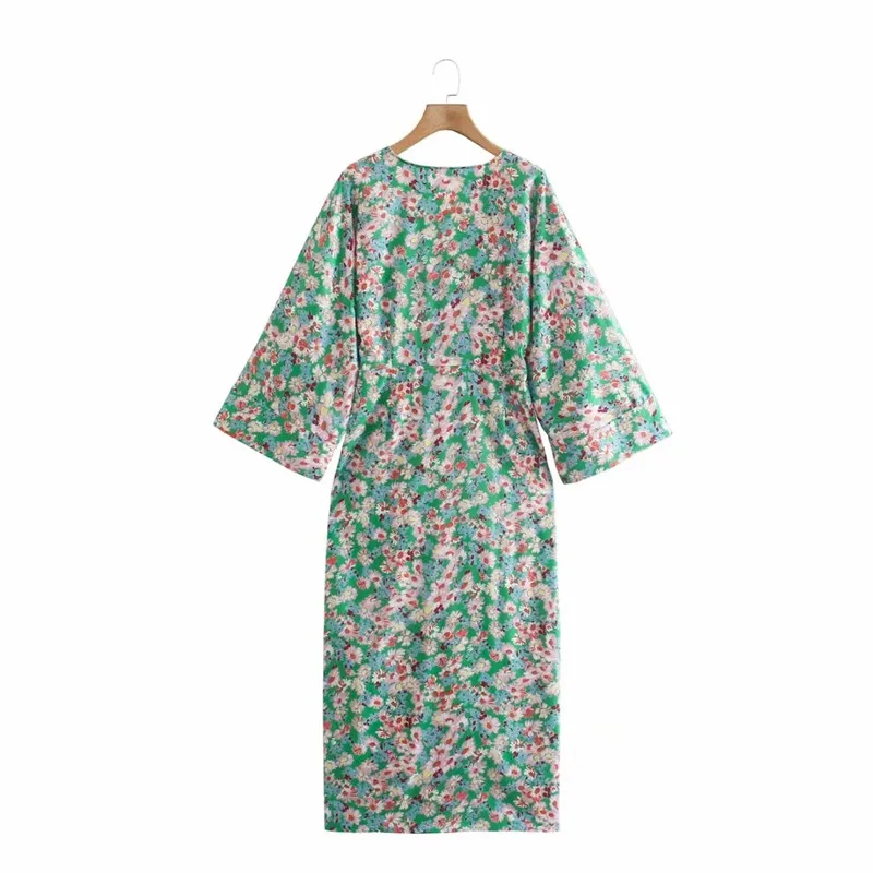 Летнее платье-миди с длинным рукавом и цветочным принтом | Женская одежда