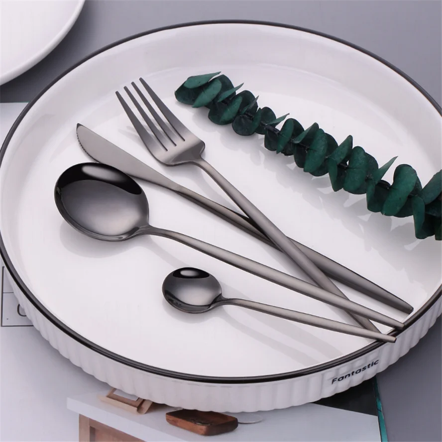 Black Stainless Steel Dinnerware Set Spoon Dessert Knife Fork Kitchen Utensils Set Cutlery Set Luxury Dinnerware Set Flatware
Black Stainless Steel Dinnerware Set Spoon Dessert Knife Fork Kitchen Utensils Set Cutlery Set Luxury Dinnerware Set Flatware