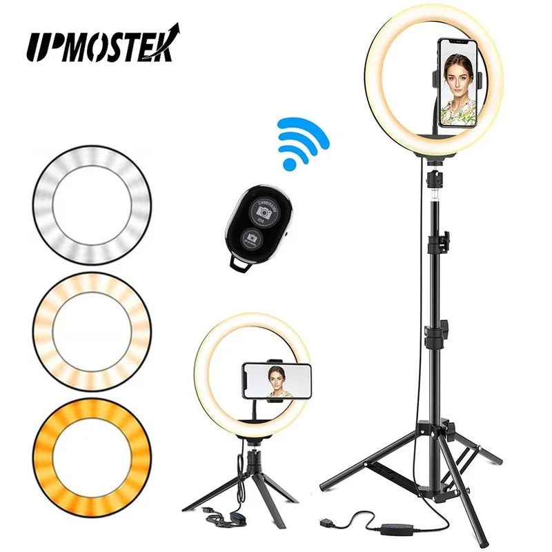 UPMOSTEK Ring Light Tripod LED Photography Lighting Selfie Ring Light with Stand Bluetooth Video Light Lamp for Phone SLR Camera
UPMOSTEK Ring Light Tripod LED Photography Lighting Selfie Ring Light with Stand Bluetooth Video Light Lamp for Phone SLR Camera