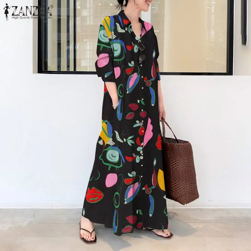 Women's Spring Floral Sundress ZANZEA 2021 Kaftan Shirt Dress Long Sleeve Maxi Vestidos Female Printed Lapel Robe Plus Size 5XL 
Women's Spring Floral Sundress ZANZEA 2021 Kaftan Shirt Dress Long Sleeve Maxi Vestidos Female Printed Lapel Robe Plus Size 5XL