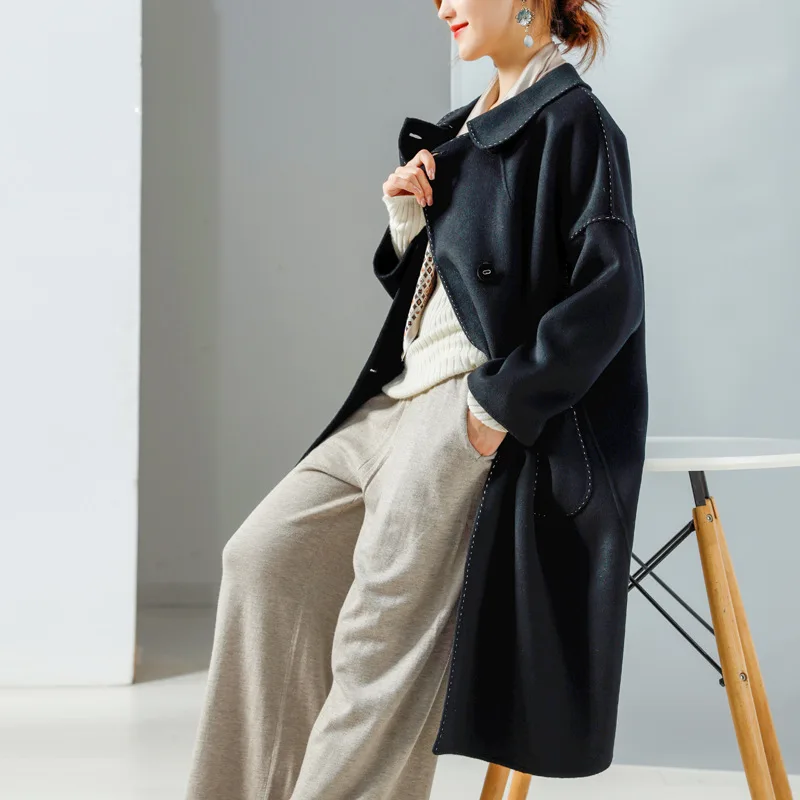 Women double sided black water wave wool cashmere overcoats winter woolen jackets high end long handmade outwear plus size
Women double sided black water wave wool cashmere overcoats winter woolen jackets high end long handmade outwear plus size