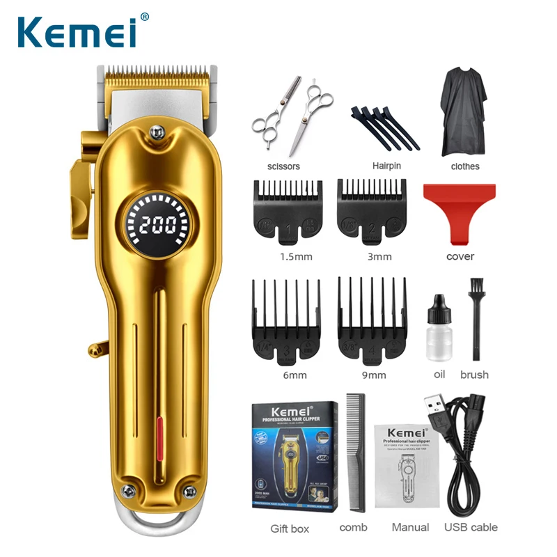 Kemei All-metal Professional Barber Hair Clipper LCD Rechargeable Cordless Hair Trimmer for Men Electric Hair Cutting Machine
Kemei All-metal Professional Barber Hair Clipper LCD Rechargeable Cordless Hair Trimmer for Men Electric Hair Cutting Machine