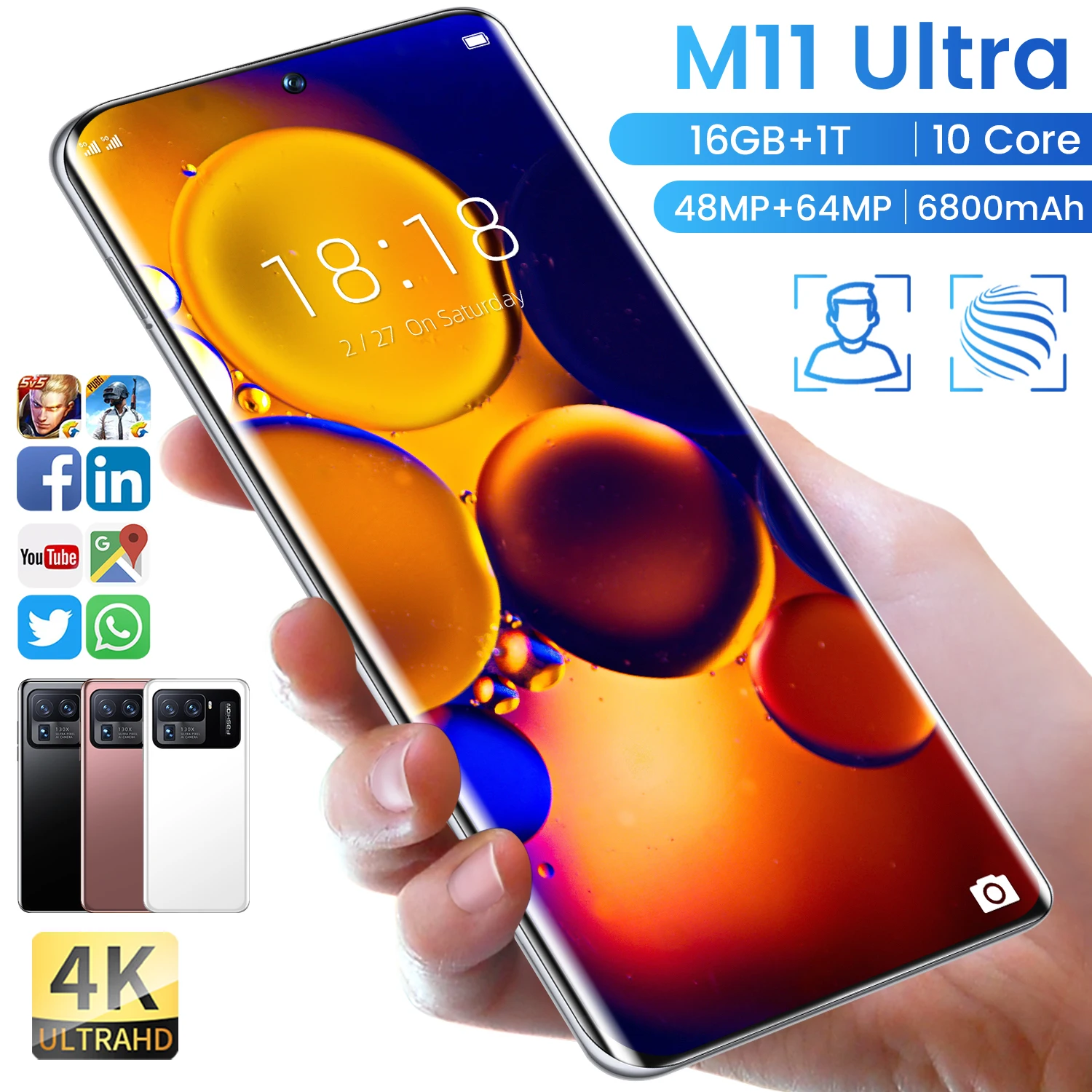 Hot Sales Global Version M11 Ultra 6800mah Smartphone 7.3 Inch Full Screen Snapdragon 888 16GB 1024GB 48MP 64MP Camera Cellphone
Hot Sales Global Version M11 Ultra 6800mah Smartphone 7.3 Inch Full Screen Snapdragon 888 16GB 1024GB 48MP 64MP Camera Cellphone