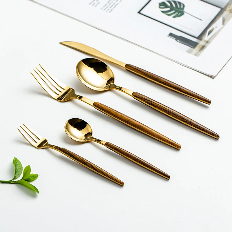 30pcs Stainless Steel Dinner Gold Silver Dinnerware Set Wood Handle Knife Fork Spoon Cutlery Kitchen Tableware Kitchen Tools
30pcs Stainless Steel Dinner Gold Silver Dinnerware Set Wood Handle Knife Fork Spoon Cutlery Kitchen Tableware Kitchen Tools