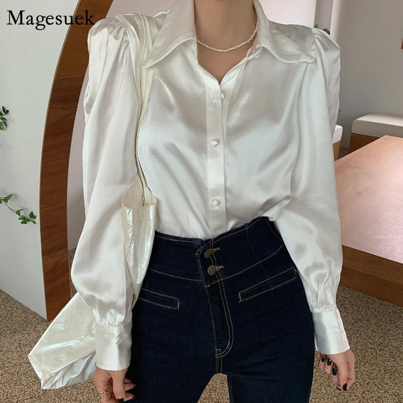 New Spring Loose Satin Women Shirts Blouses Button Bubble Sleeve Office Solid Shirt Women White Blouse Tops Blusas Mujer 12635
New Spring Loose Satin Women Shirts Blouses Button Bubble Sleeve Office Solid Shirt Women White Blouse Tops Blusas Mujer 12635