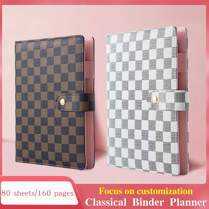 Hardcover Leather A5 A6 Customized Gold Ring Binder Journal Diary,Refillable Loose-Leaf Checkboard Checkered Planner Notebooks
Hardcover Leather A5 A6 Customized Gold Ring Binder Journal Diary,Refillable Loose-Leaf Checkboard Checkered Planner Notebooks