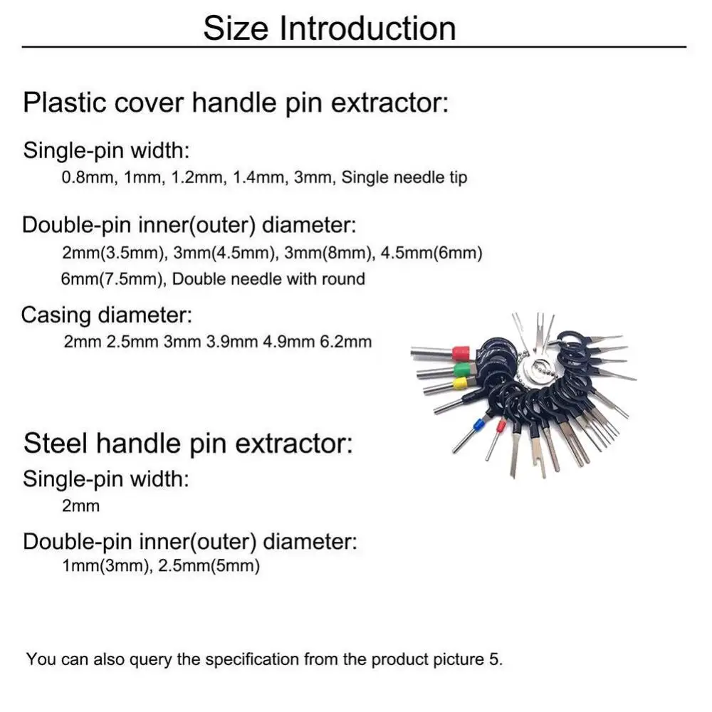 21Pcs Terminals Removal Key Tool Electrical Wiring Crimp Connector Pin Extractor
21Pcs Terminals Removal Key Tool Electrical Wiring Crimp Connector Pin Extractor