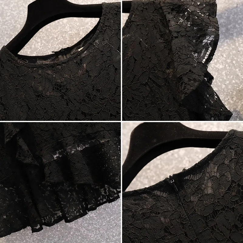 Plus Size Women Summer Black Lace Dress New Arrival 2021 Fashion Ruffles Knee-length Ladies Elegant A-line Party Dresses W312 
Plus Size Women Summer Black Lace Dress New Arrival 2021 Fashion Ruffles Knee-length Ladies Elegant A-line Party Dresses W312