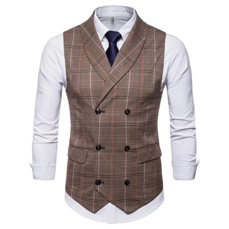 Waistcoats Vests For Men Casual Check Double-breasted Men's Vest Plaid Men's Clothing Suits Gray grid Coffee
Waistcoats Vests For Men Casual Check Double-breasted Men's Vest Plaid Men's Clothing Suits Gray grid Coffee