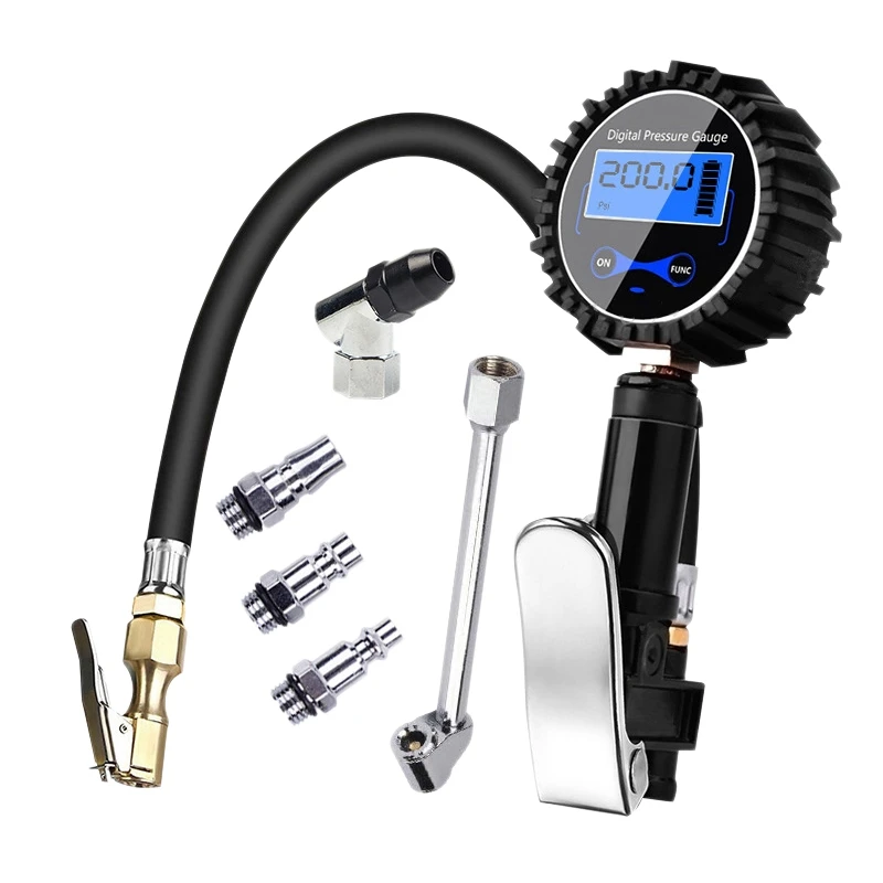 LCD Tire Pressure Gauge 200PSI Digital Tire Inflator Meter with LED Light for Motorcycle Car Truck Bicycle
LCD Tire Pressure Gauge 200PSI Digital Tire Inflator Meter with LED Light for Motorcycle Car Truck Bicycle