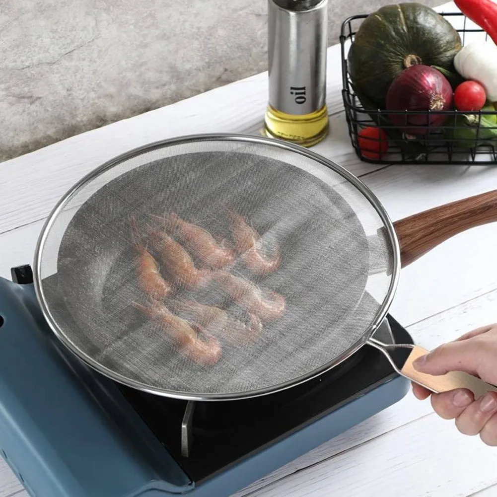 21-33CM Stainless Steel Oil Splatter Screen Frying Pan Mesh Guard Kitchen Cooking Tools Multi-purpose Filter Net Wood Handle
21-33CM Stainless Steel Oil Splatter Screen Frying Pan Mesh Guard Kitchen Cooking Tools Multi-purpose Filter Net Wood Handle