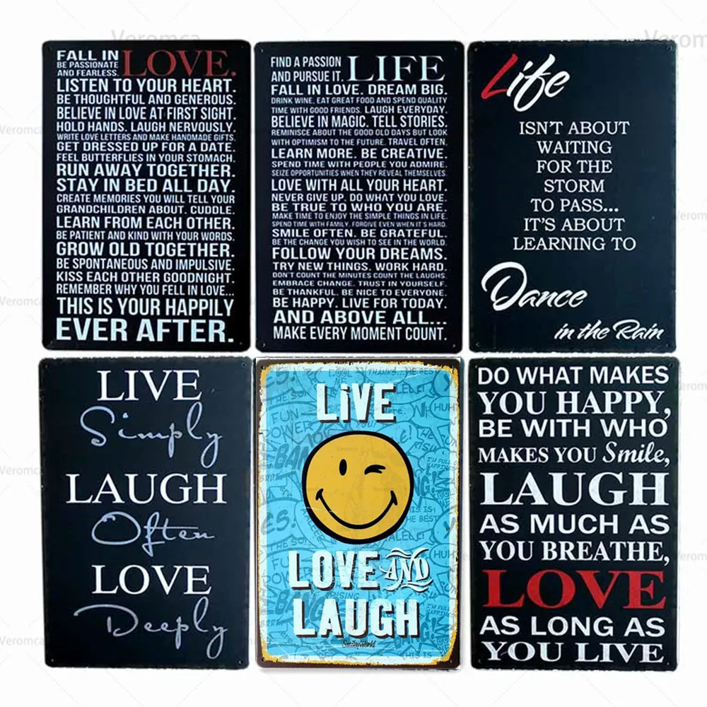 

Love Life Quotes Poster Vintage Metal Sign Plaque Tin Sign Iron Plate Cafe Bar Pub Office Home Retro Wall Art Decoration 20X30Cm
