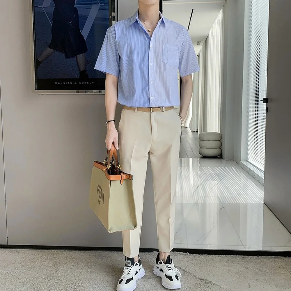 Summer Stitched Striped Shirt Men Fashion Loose Short Sleeve Casual Shirt Streetwear Social Blouse Hip Hop Harajuku Men Clothes
Summer Stitched Striped Shirt Men Fashion Loose Short Sleeve Casual Shirt Streetwear Social Blouse Hip Hop Harajuku Men Clothes