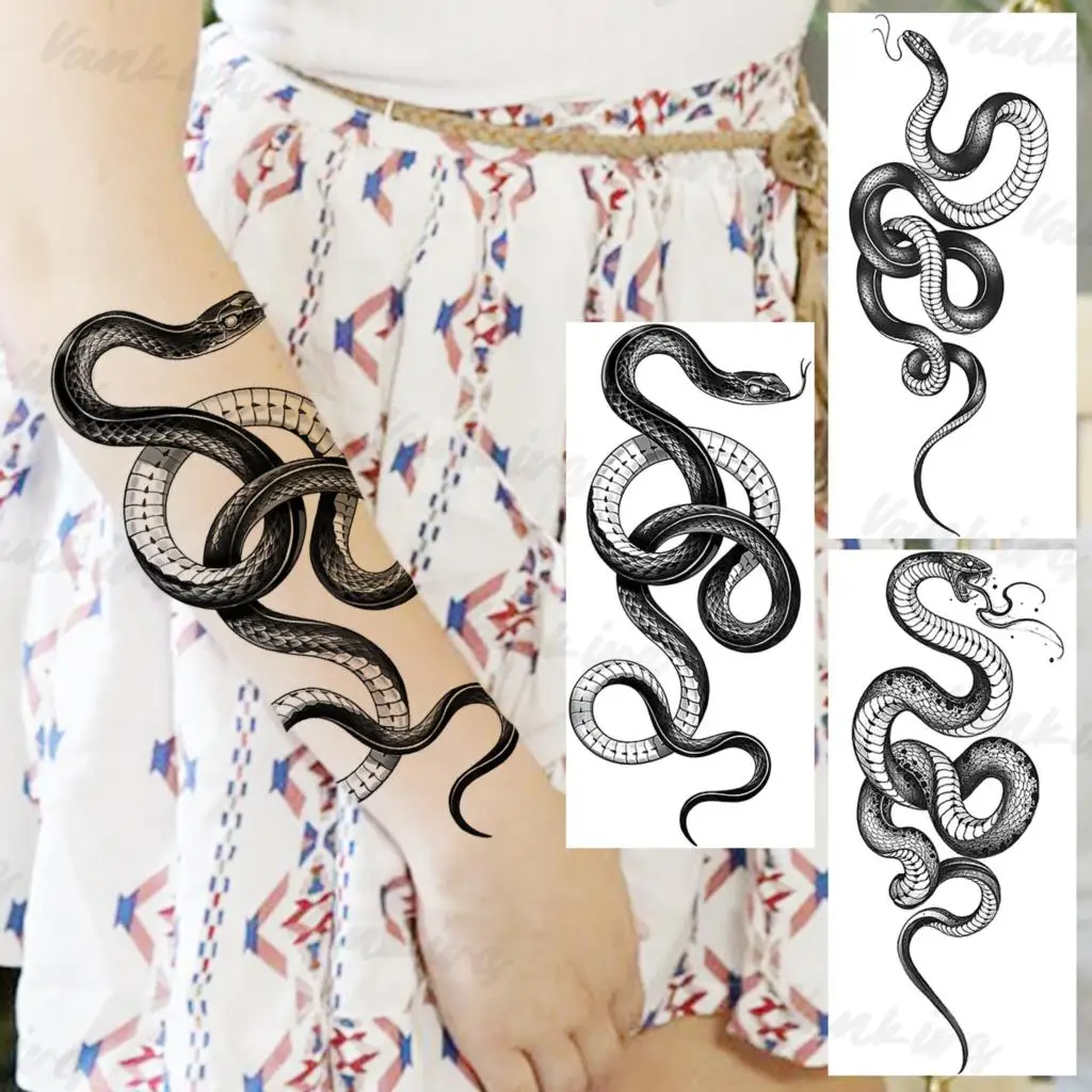 Big Black Snake Temporary Tattoos For Women Men Realistic Line Art Water Transfer Fake Tattoo Sticker Arm Body Serpent Tatoos
Big Black Snake Temporary Tattoos For Women Men Realistic Line Art Water Transfer Fake Tattoo Sticker Arm Body Serpent Tatoos