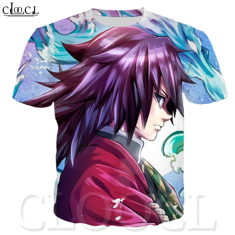 Летняя футболка CLOOCL Kimetsu No Yaiba Tomioka Giyuu с японским аниме короткими рукавами Мужская