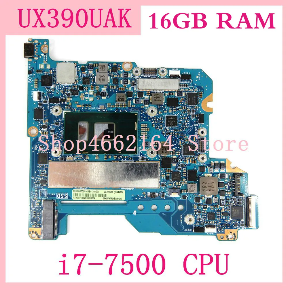 UX390UAK i7-7500U CPU 16G RAM Laptop Motherboard REV1.2 For ASUS UX390U UX390UA UX390UAK Notebook Mainboard 90NB0CZ0-R05100
UX390UAK i7-7500U CPU 16G RAM Laptop Motherboard REV1.2 For ASUS UX390U UX390UA UX390UAK Notebook Mainboard 90NB0CZ0-R05100