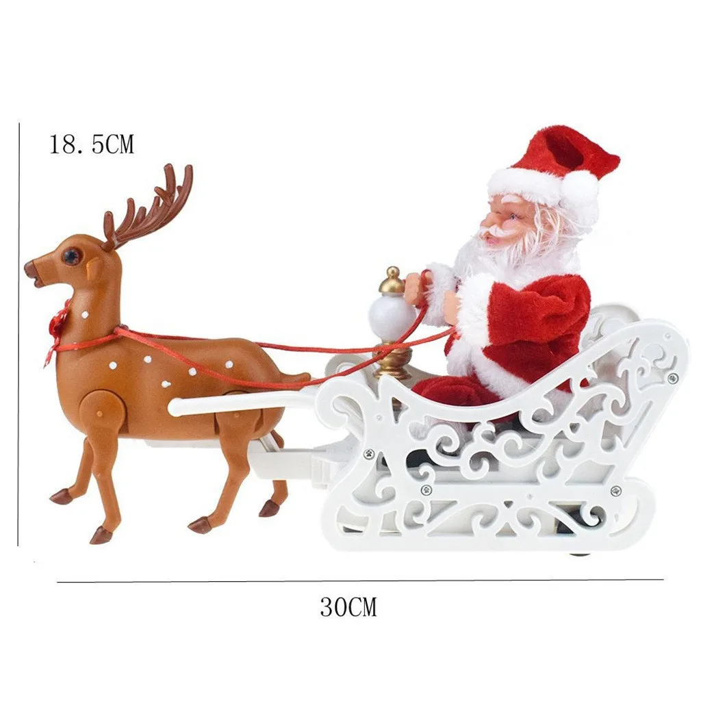 

Elk Sleigh Santa Claus Doll With Music Electric Universal Car Toy Christmas Santa Claus In Sleigh With Reindeer Deer Xmas 2022