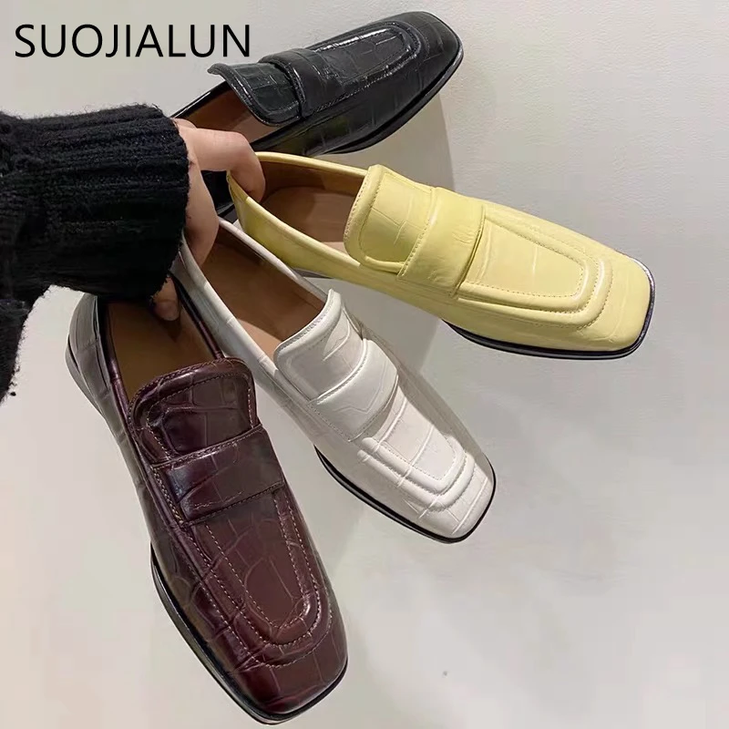 SUOJIALUN Spring Flat Shoes Fashion Brand Stone Pattern British Loafer Slip On Casual Moccasin Square Toe Flats Plus Size 41
SUOJIALUN Spring Flat Shoes Fashion Brand Stone Pattern British Loafer Slip On Casual Moccasin Square Toe Flats Plus Size 41