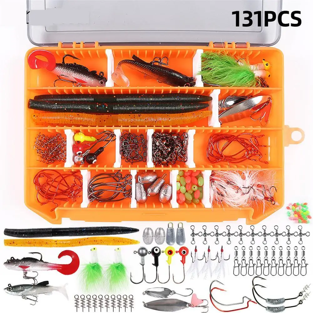 131pcs/set Soft Fishing Lures Kit Plastic Worms Sea Rod ISO Casting Rod Suit Fishing Tackle Boxes Fishing Accessories Hot
131pcs/set Soft Fishing Lures Kit Plastic Worms Sea Rod ISO Casting Rod Suit Fishing Tackle Boxes Fishing Accessories Hot