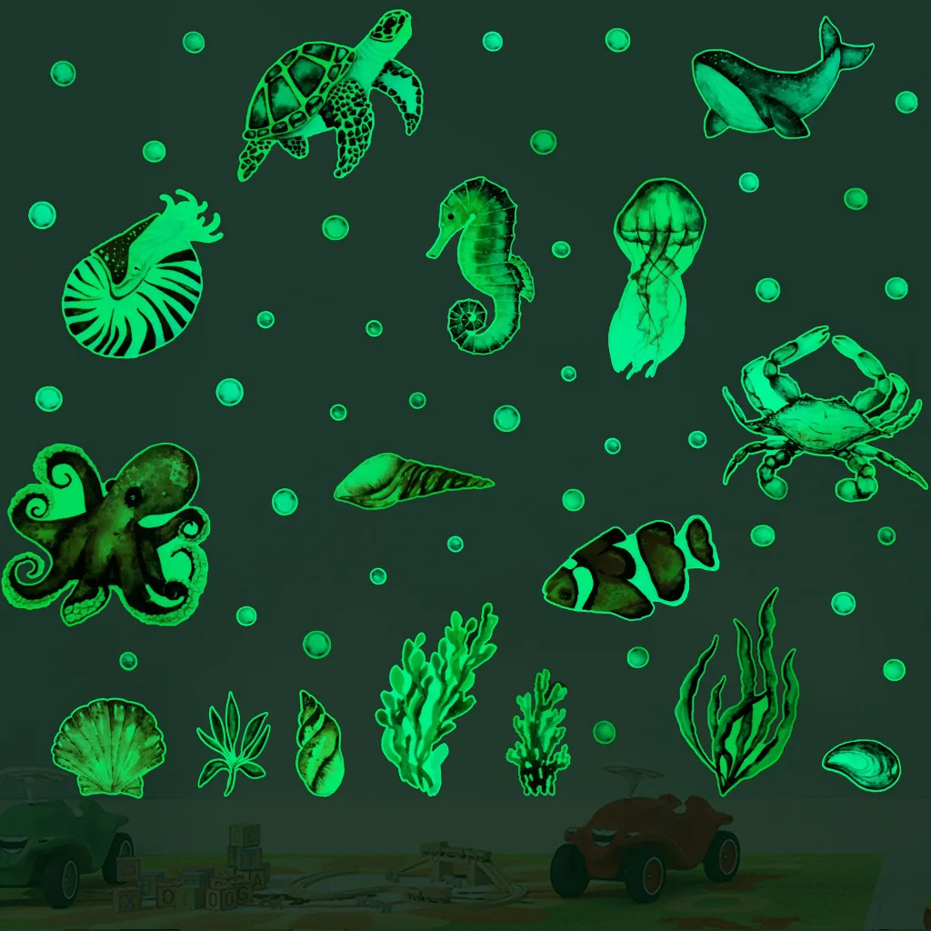 Cute Ocean World Wall Sticker Octopus Turtle Shark Marine Animal Luminous Sticker Wall Decor for Living Room Decoration
Cute Ocean World Wall Sticker Octopus Turtle Shark Marine Animal Luminous Sticker Wall Decor for Living Room Decoration