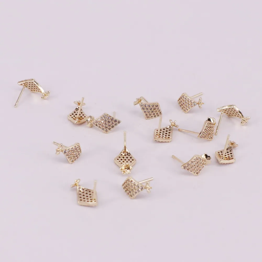 brass quadrangle ear stud fittings with cz silver pin allergy free high quality 14K gold plated DIY jewelry accessory
brass quadrangle ear stud fittings with cz silver pin allergy free high quality 14K gold plated DIY jewelry accessory