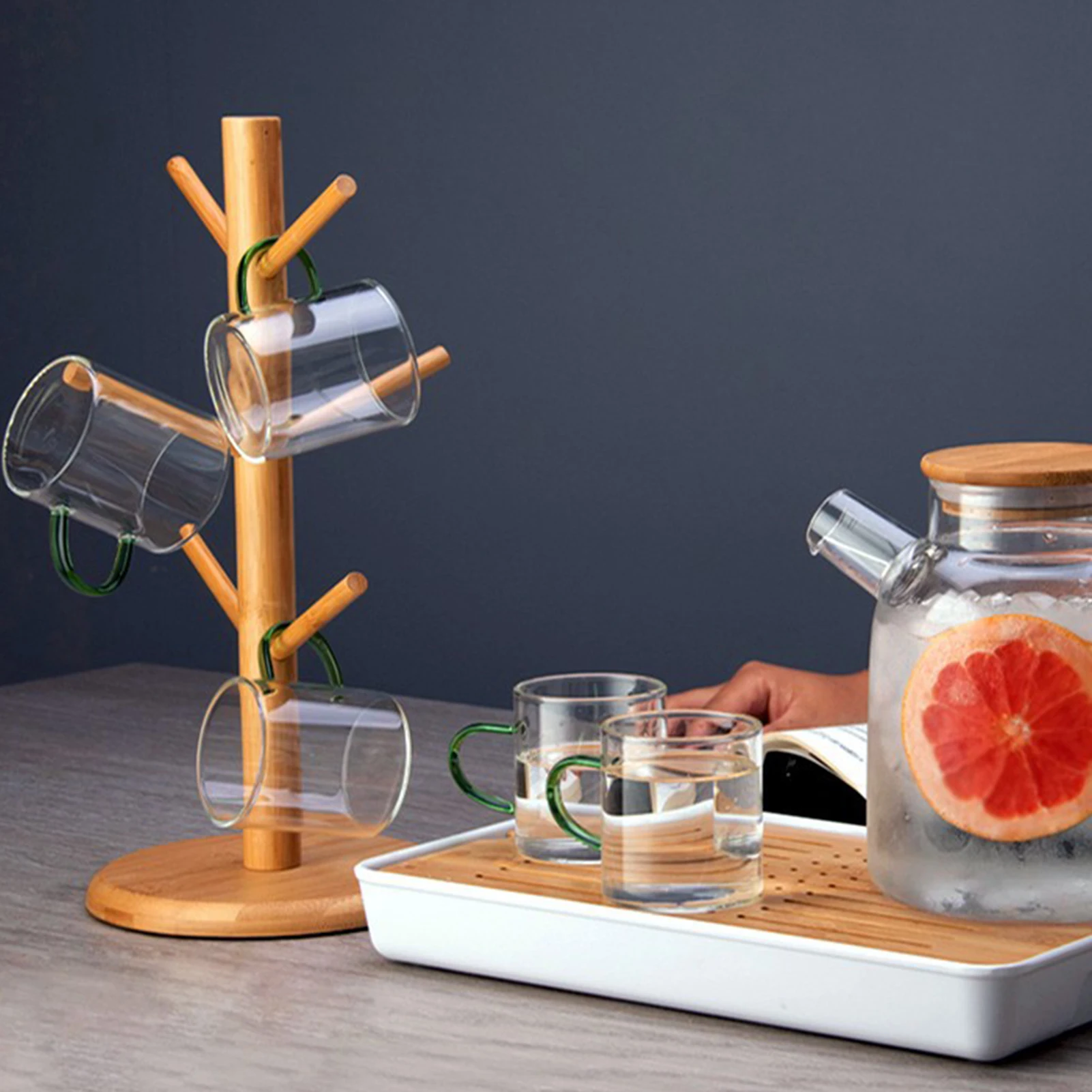 Tree-shaped wooden coffee cup storage rack standing household kitchen cup hanging display rack simple drain cup holder 
Tree-shaped wooden coffee cup storage rack standing household kitchen cup hanging display rack simple drain cup holder