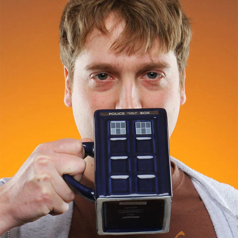 Doctor Who Tardis Police Box Coffee Mug Ceramic Cup With Lid Cover For Tea Milk Mugs Creative Christmas Presents Kids | Дом и сад