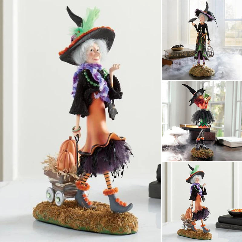 

Статуя ведьмы на Хэллоуин, ручная роспись, полимерные поделки, креативное настольное украшение для дома, гостиной вечерние праздничное укр...