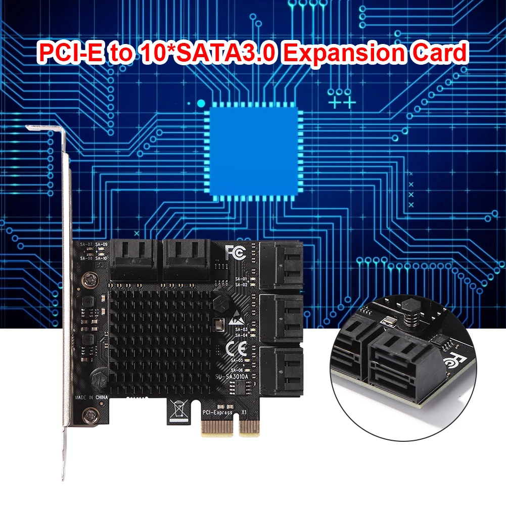 SA3010A PCIE Adapter 10 Port 6Gbps High Speed PCI-Express X1 to SATA 3.0 Controller Expansion Card
SA3010A PCIE Adapter 10 Port 6Gbps High Speed PCI-Express X1 to SATA 3.0 Controller Expansion Card